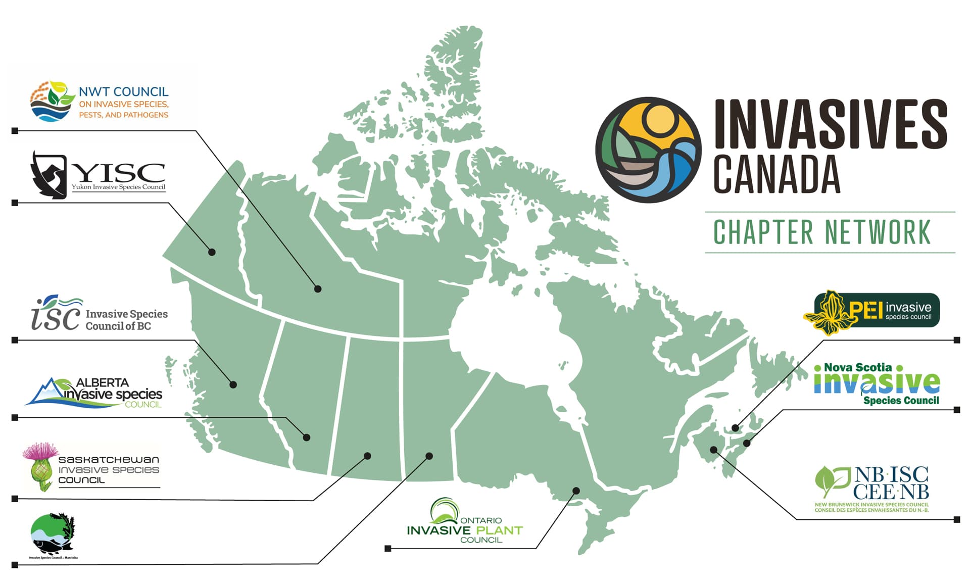 Invasives Canada chapter map